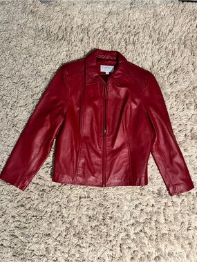 NEW! Sonoma Red Lambskin Leather Jacket - Size L - Buttery Soft